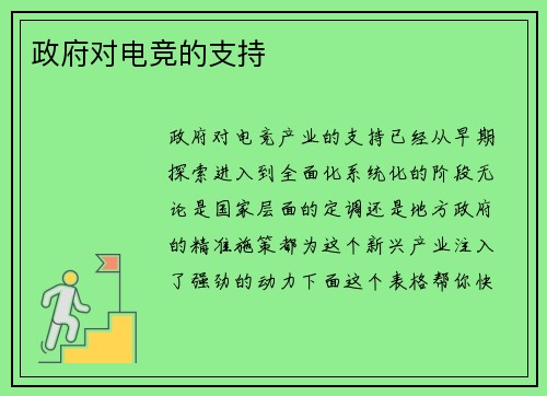 政府对电竞的支持
